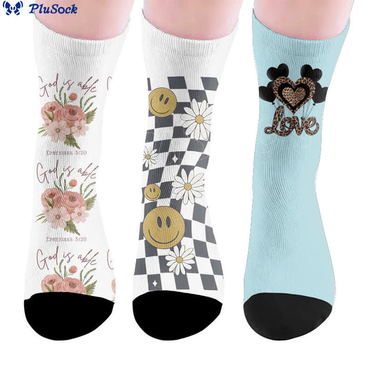 Plusock Floral Leopard Print Socks - image 0