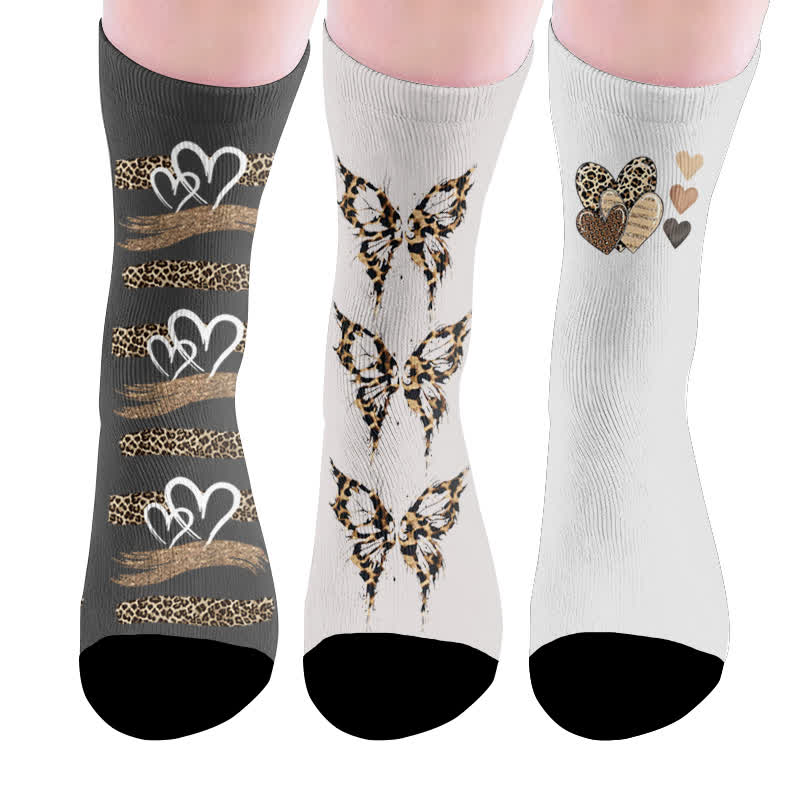 Plusock Leopard Butterfly Heart Socks - Multicolor(3 Pairs) - EU37-44(US4-10) - image 10