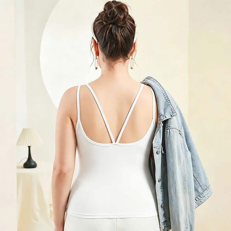 Plusock Plus Size Modal Layering Criss-cross Back Tank Top - White - 4XL - image 4