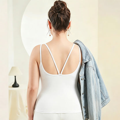 Plusock Plus Size Modal Layering Criss-cross Back Tank Top - White - 4XL - image 4