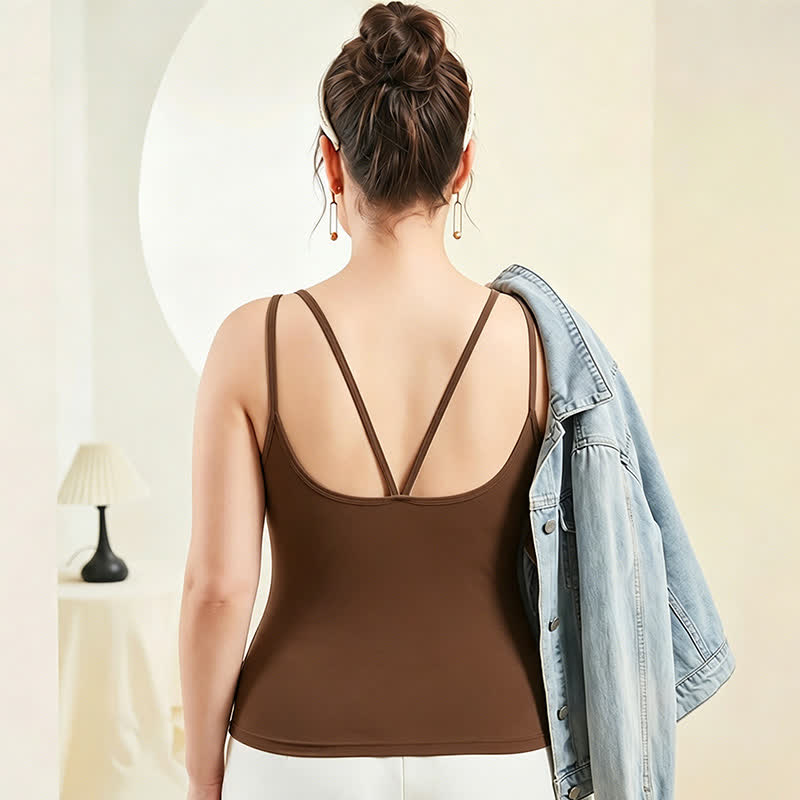 Plusock Plus Size Modal Layering Criss-cross Back Tank Top - Coffee - 4XL - image 6