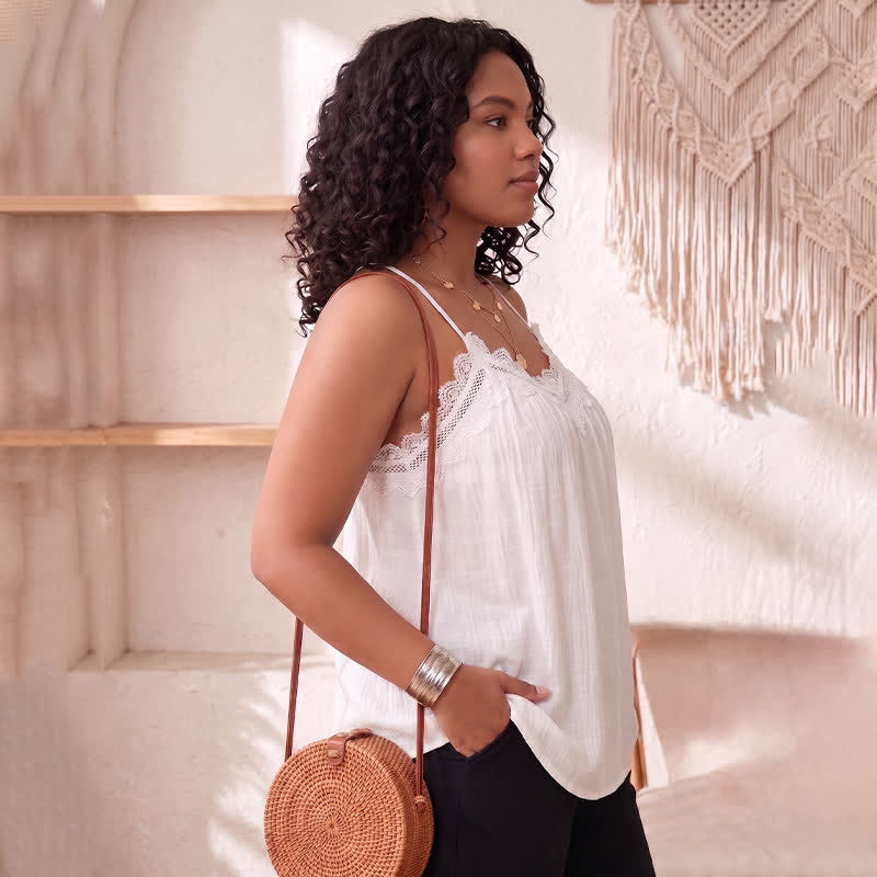 Plusock Plus Size Lace Trim Flowy Tank Top - image 3