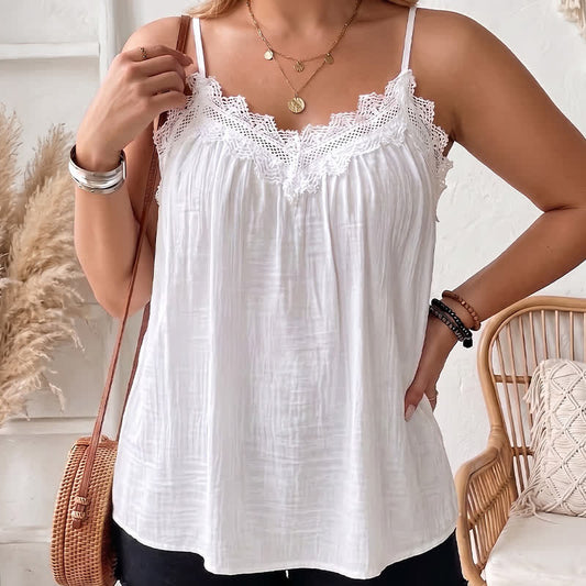 Plusock Plus Size Lace Trim Flowy Tank Top - image 0