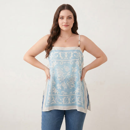Plusock Plus Size Scarf Print Tank Top(2 Pieces) - image 2
