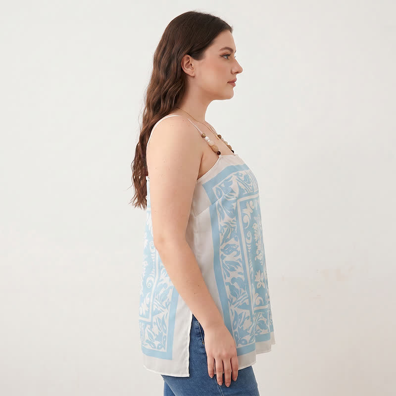Plusock Plus Size Scarf Print Tank Top(2 Pieces) - image 3