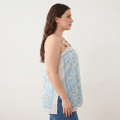 Plusock Plus Size Scarf Print Tank Top(2 Pieces) - image 3