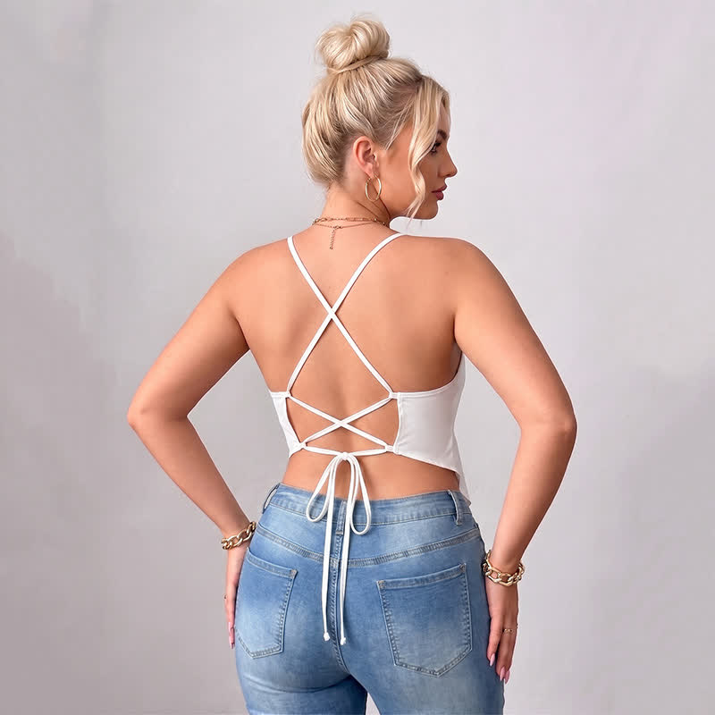 Plusock Plus Size Open Back V Neck Tank Top - image 2