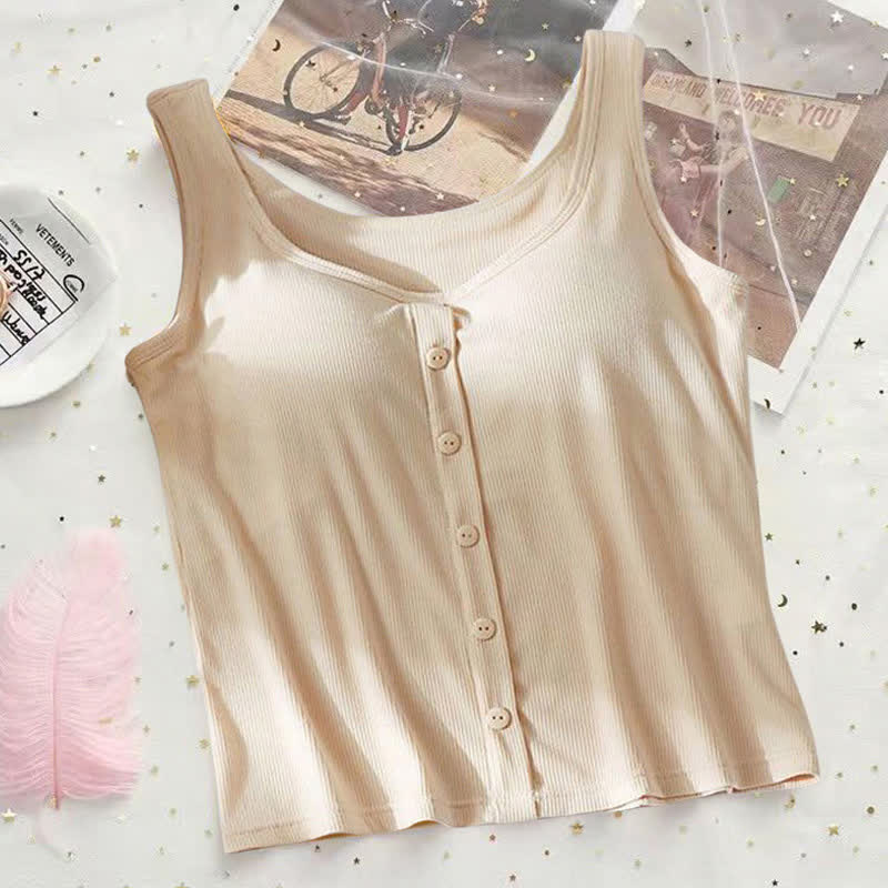 Plusock Plus Size Ribbed Button Tank Top(2 Pieces) - Apricot - 3XL - image 10