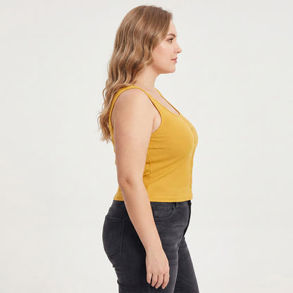 Plusock Plus Size Ribbed Button Tank Top(2 Pieces) - image 1