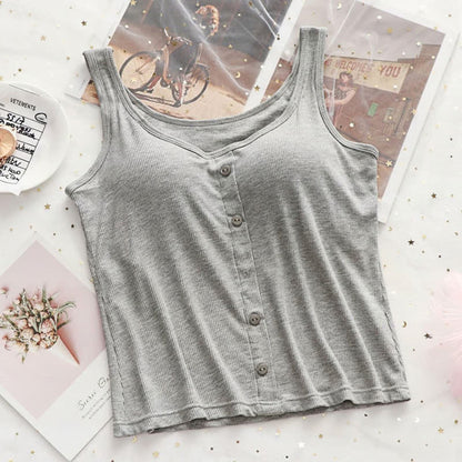 Plusock Plus Size Ribbed Button Tank Top(2 Pieces) - Grey - 3XL - image 13