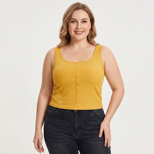 Plusock Plus Size Ribbed Button Tank Top(2 Pieces) - image 0