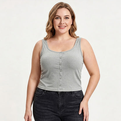 Plusock Plus Size Ribbed Button Tank Top(2 Pieces) - image 6