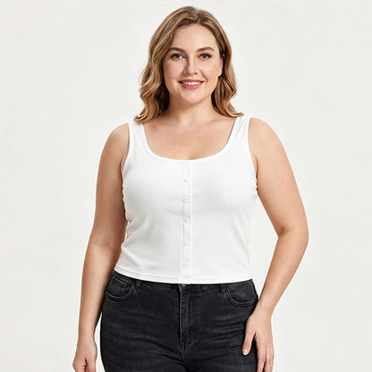 Plusock Plus Size Ribbed Button Tank Top(2 Pieces) - image 7