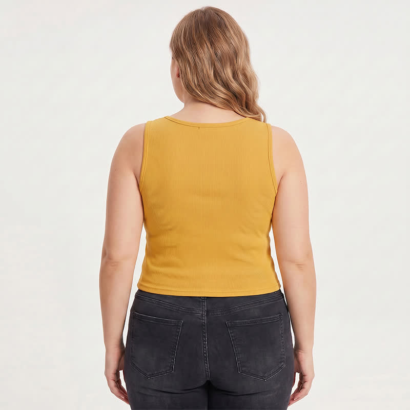 Plusock Plus Size Ribbed Button Tank Top(2 Pieces) - image 2