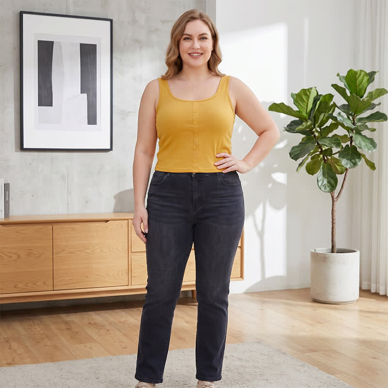 Plusock Plus Size Ribbed Button Tank Top(2 Pieces) - image 3