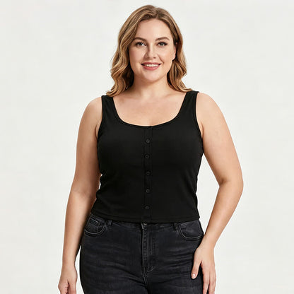 Plusock Plus Size Ribbed Button Tank Top(2 Pieces) - image 9