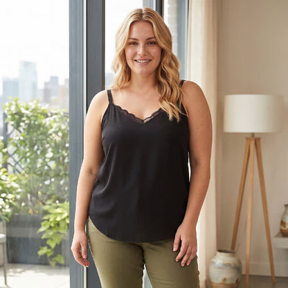 Plusock Plus Size Lace Trim V Neck Tank Top - image 5