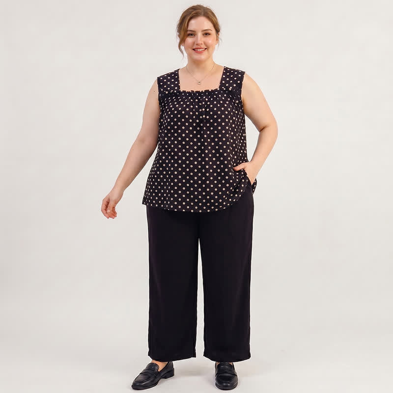 Plusock Plus Size Leopard print Polka Dot Tank Top(2 Pieces) - image 2