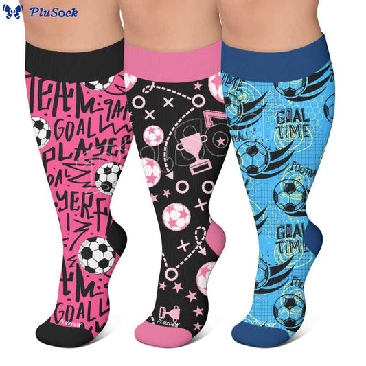 Plusock Plus Size Soccer Graffiti Compression Socks - image 0