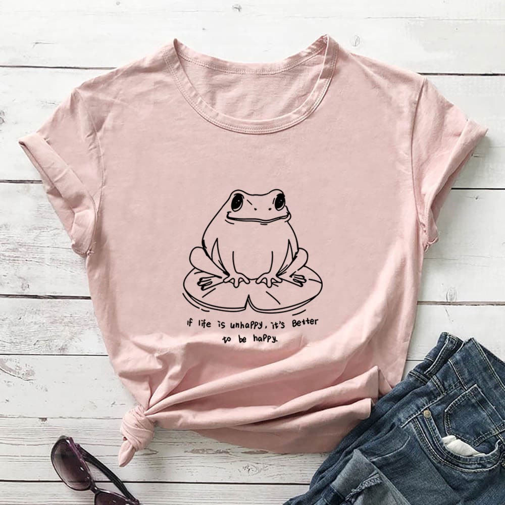 Plusock Plus Size Frog And Slogan Short Sleeve T-Shirt - Light Pink - 3XL - image 4