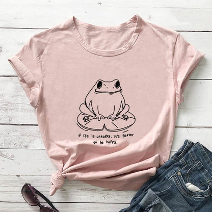 Plusock Plus Size Frog And Slogan Short Sleeve T-Shirt - Light Pink - 3XL - image 4