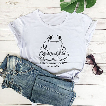 Plusock Plus Size Frog And Slogan Short Sleeve T-Shirt - White - 3XL - image 3