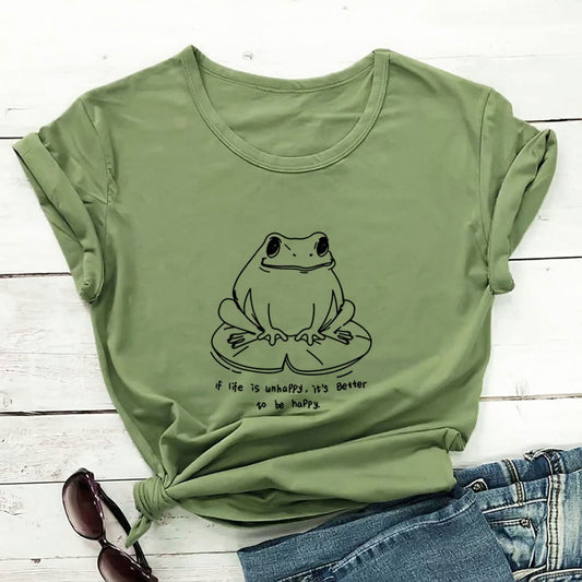 Plusock Plus Size Frog And Slogan Short Sleeve T-Shirt - image 0