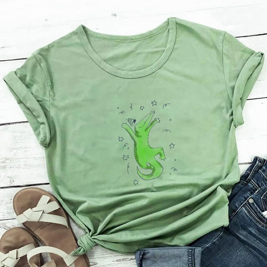 Plusock Plus Size Crocodile Short Sleeve T-Shirt - Green - 3XL - image 0