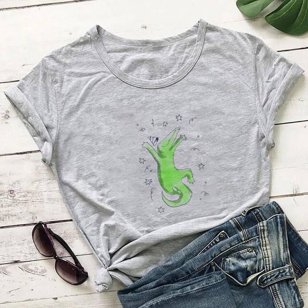 Plusock Plus Size Crocodile Short Sleeve T-Shirt - Grey - 3XL - image 4