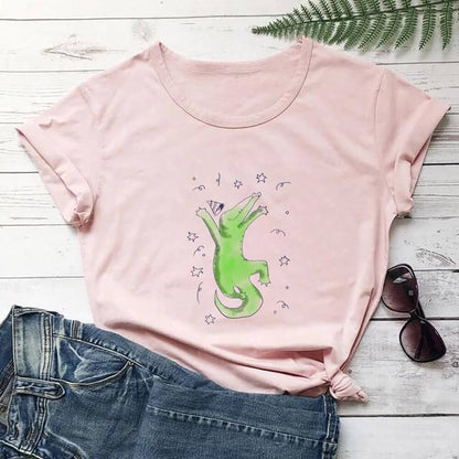 Plusock Plus Size Crocodile Short Sleeve T-Shirt - Light Pink - 3XL - image 1