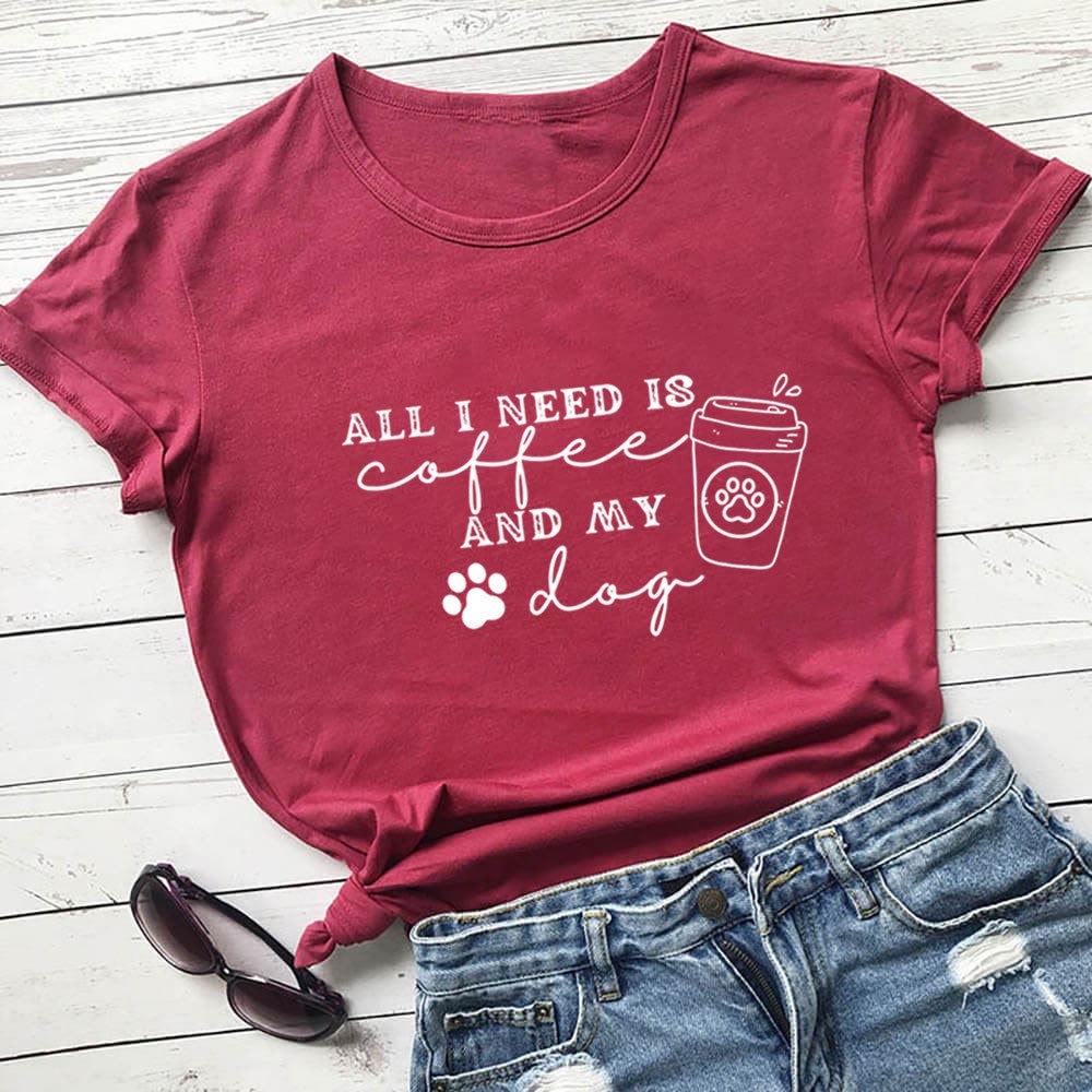 Plusock Plus Size Dog Paw Prints hort Sleeve T-shirt - Wine - 3XL - image 0