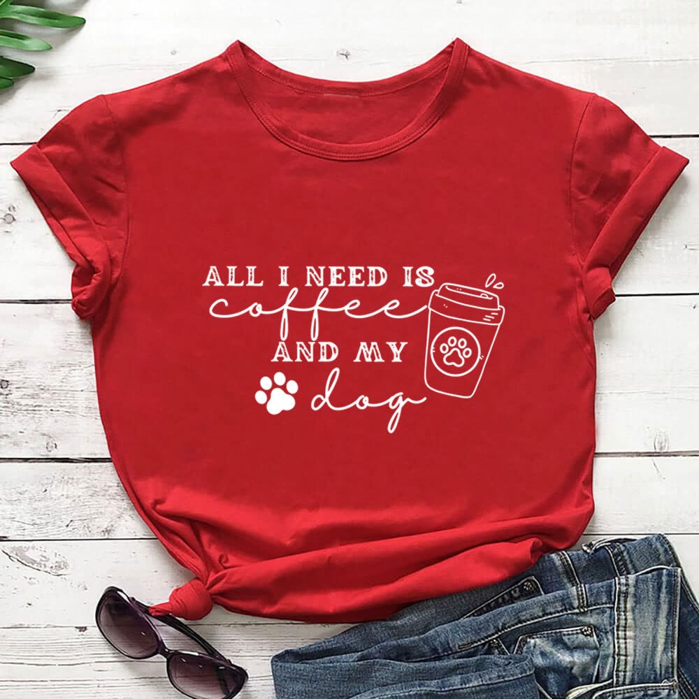 Plusock Plus Size Dog Paw Prints hort Sleeve T-shirt - Red - 3XL - image 1
