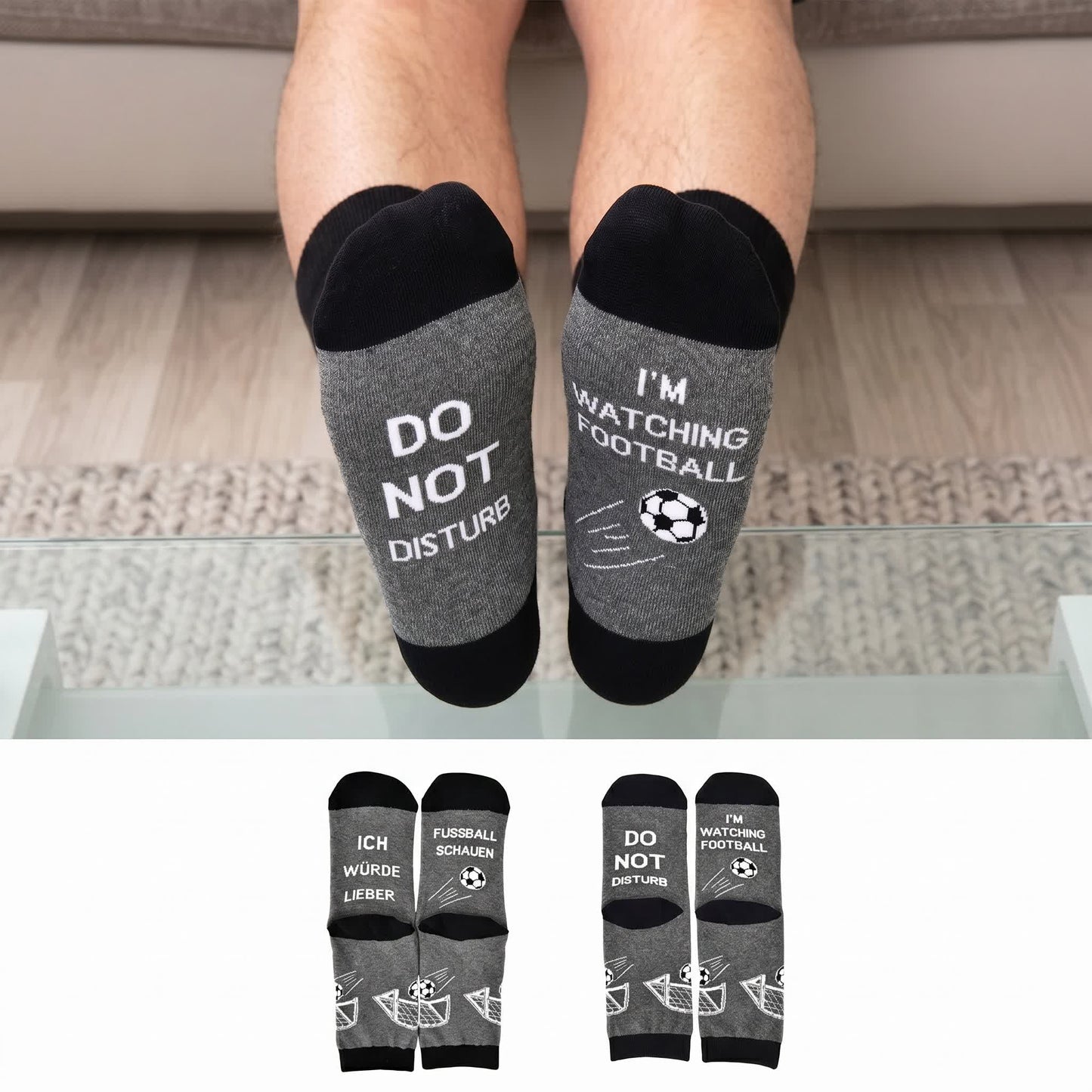 Plusock Football Quote Cotton Quarter Socks(2 Pairs) - Multicolor - EU39-46(US6-12) - image 0