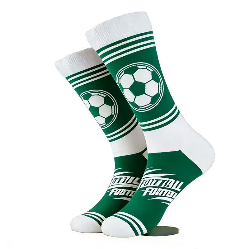Plusock Football Print Cotton Quarter Socks(5 Pairs) - Green - EU42-46(US8.5-12) - image 1