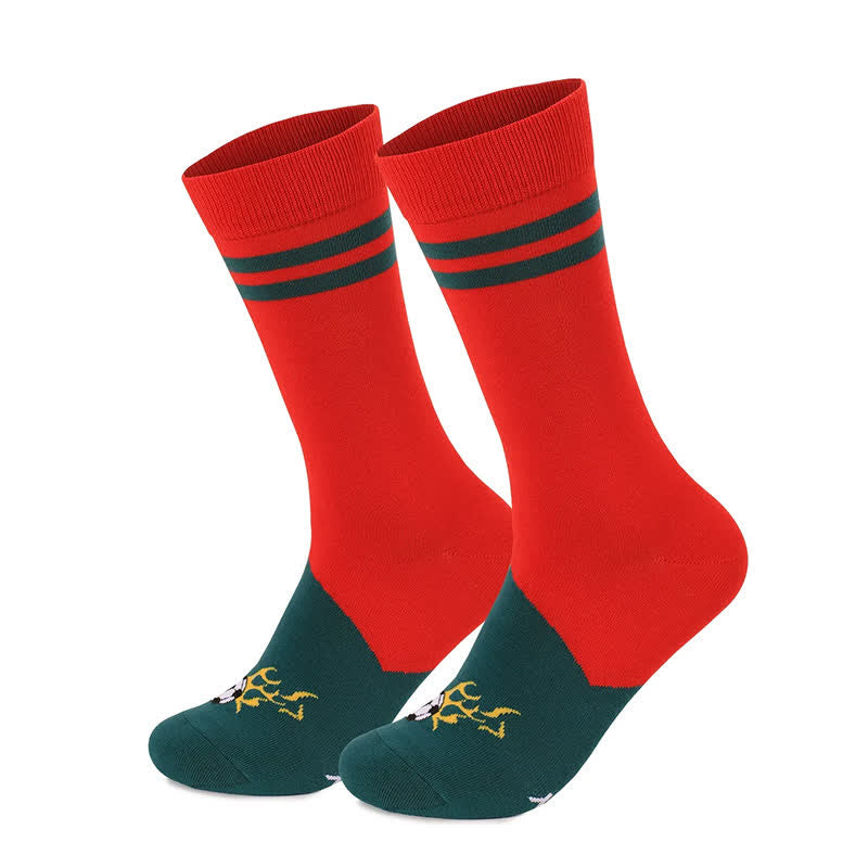 Plusock Colorful Soccer Stripe Quarter Socks (3 Pairs) - Red - EU40-46(US7-12) - image 5