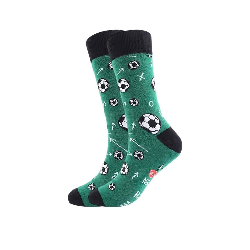 Plusock Funny Soccer Print Quarter Socks(3 Pairs) - A - EU39-43(US6-9) - image 1