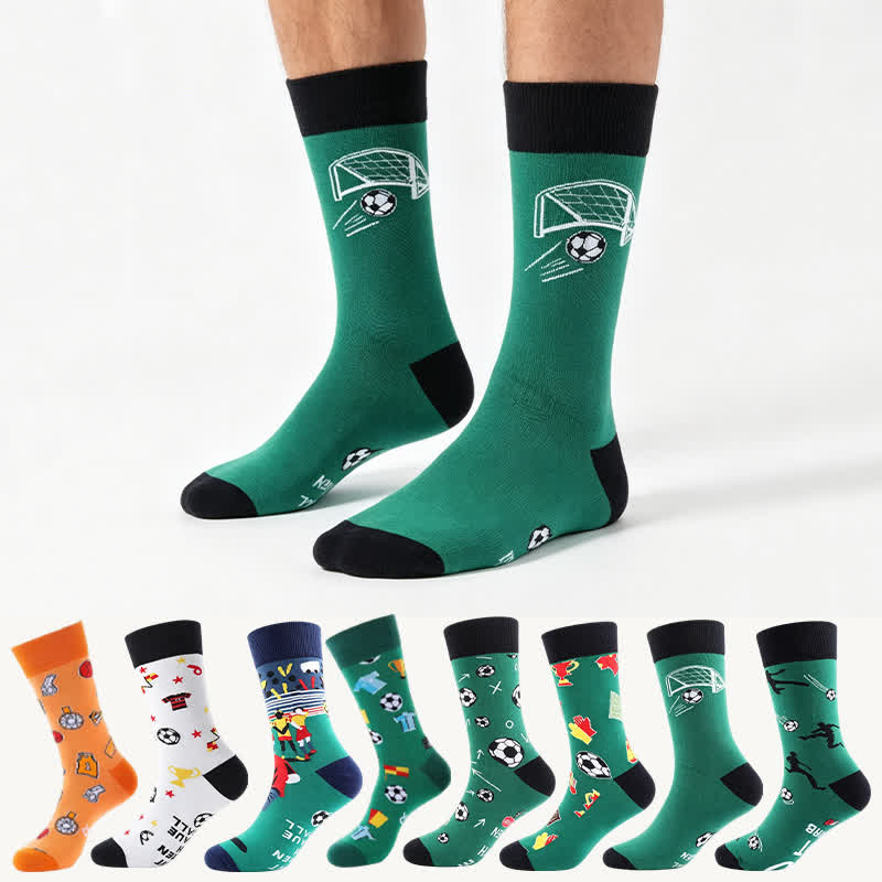 Plusock Funny Soccer Print Quarter Socks(3 Pairs) - F+G+H - EU39-43(US6-9) - image 0