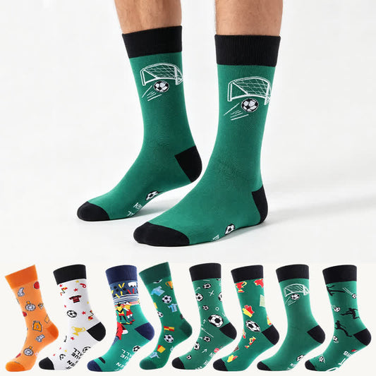 Plusock Funny Soccer Print Quarter Socks(3 Pairs) - F+G+H - EU39-43(US6-9) - image 0