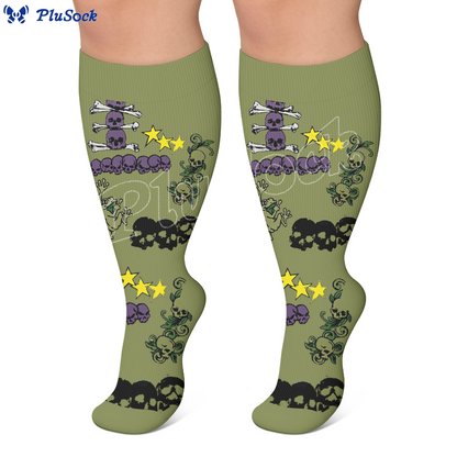 Plusock Plus Size Halloween Skull Compression Socks - image 3