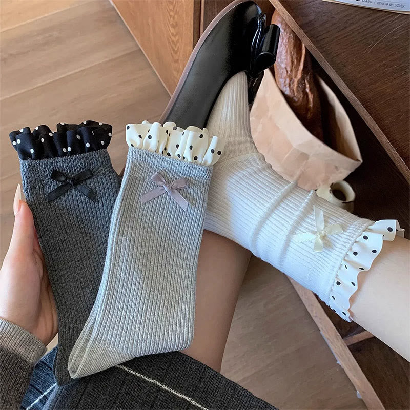 Plusock Sweet Ruffle Ribbed Socks(4 Pairs) - image 3