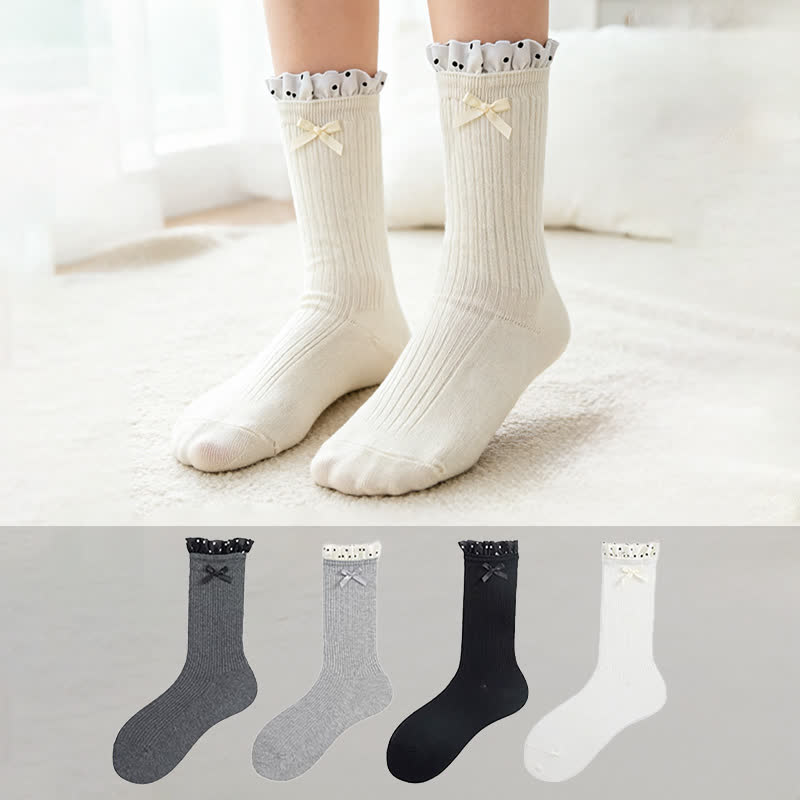 Plusock Sweet Ruffle Ribbed Socks(4 Pairs) - image 0