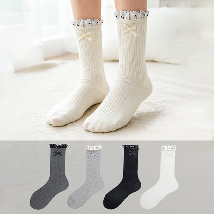 Plusock Sweet Ruffle Ribbed Socks(4 Pairs) - image 0