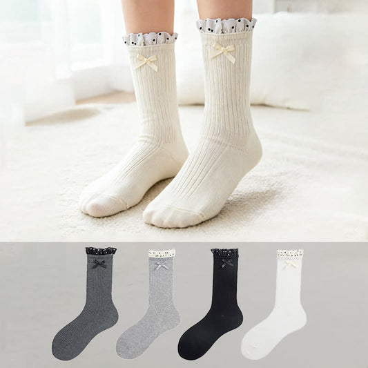 Plusock Sweet Ruffle Ribbed Socks(4 Pairs) - image 0
