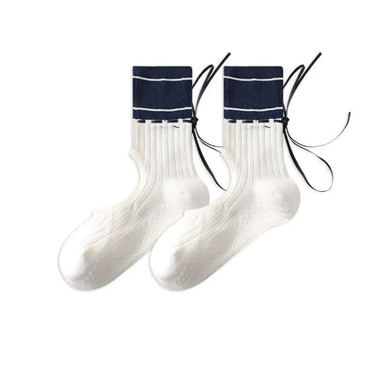 Plusock Open Instep Bow Grip Socks(2 Pairs) - Blue - EU35-40(US2-7) - With Ribbon - image 12
