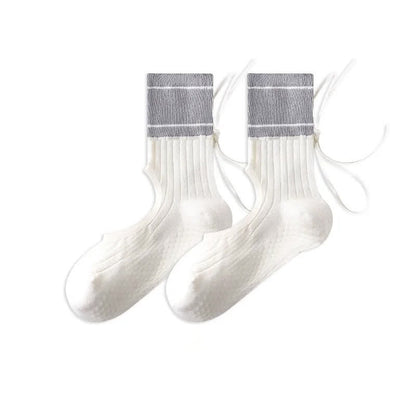 Plusock Open Instep Bow Grip Socks(2 Pairs) - Grey - EU35-40(US2-7) - With Ribbon - image 10