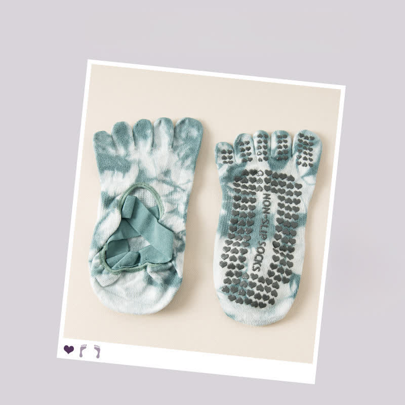 Plusock Tie Dye Five Toe Grip Socks(2 Pairs) - Green - EU36-42(US3-8.5) - image 8