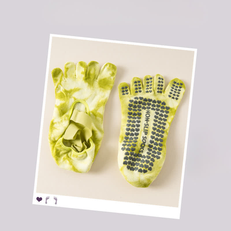 Plusock Tie Dye Five Toe Grip Socks(2 Pairs) - Light Green - EU36-42(US3-8.5) - image 11