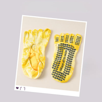Plusock Tie Dye Five Toe Grip Socks(2 Pairs) - Yellow - EU36-42(US3-8.5) - image 9
