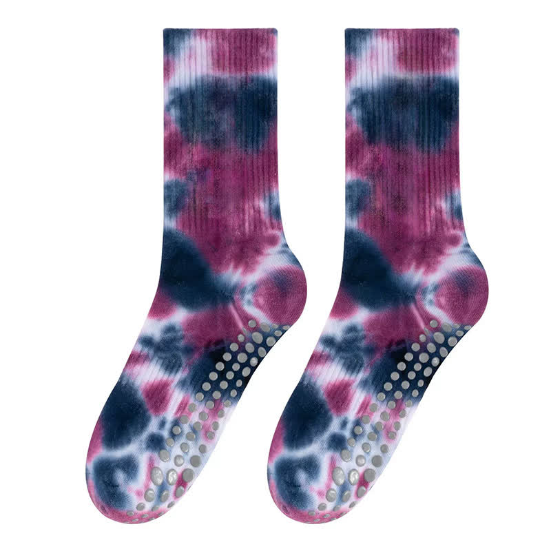 Plusock Tie Dye Yoga Grip Socks(2 Pairs) - Dark Purple - EU38-42(US5-8) - image 13