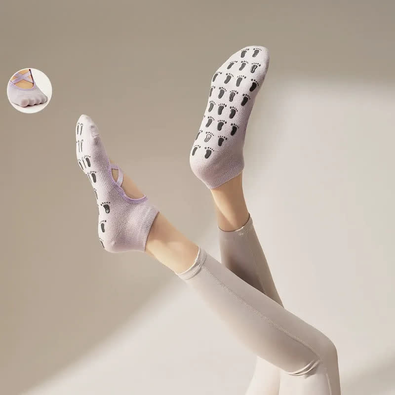 Plusock Cross Strap Yoga Grip Socks(2 Pairs) - Light Purple - EU35-41(US2-7.5) - image 4
